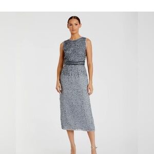 Mac Duggal Metallic Gray Sleeveless Gown